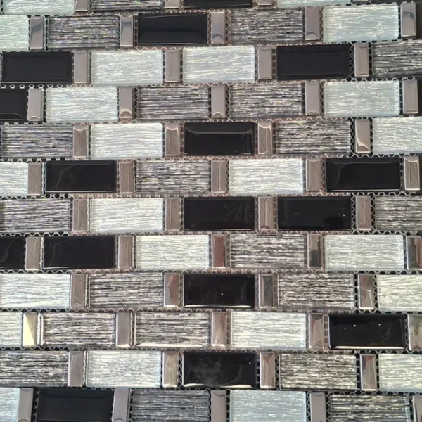 Cerámicas, para Paredes Tipo Mosaico Murano Silver Gold Innova Hogar, ideal para decoración de interiores modernos y elegantes