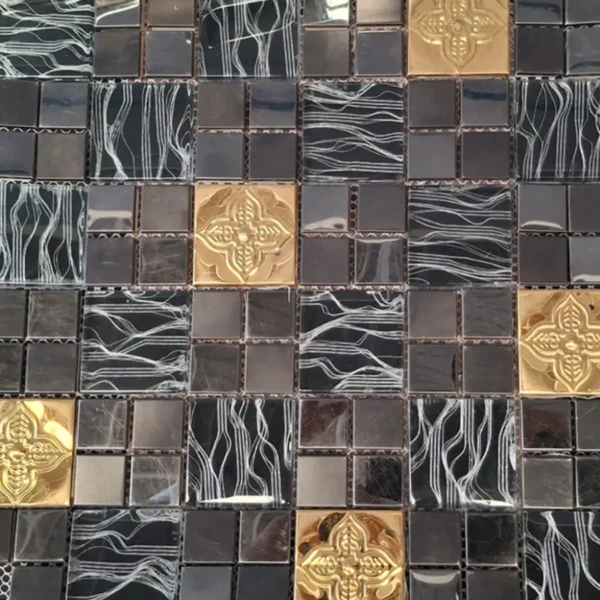 Cerámicas, para Paredes Tipo Mosaico Carnaval Black Innova Hogar, ideal para decoración de interiores modernos y elegantes
