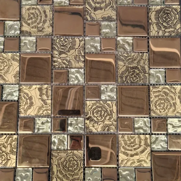 Cerámicas, para Paredes Tipo Mosaico Carnaval Gold Innova Hogar, ideal para decoración de interiores modernos y elegantes