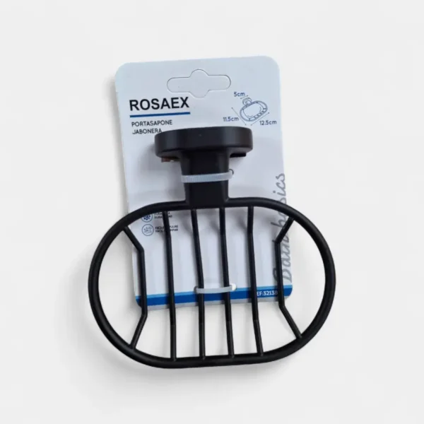 Jabonera Deluxe negro mate para baño con empaque, accesorio de lujo Innovahogar