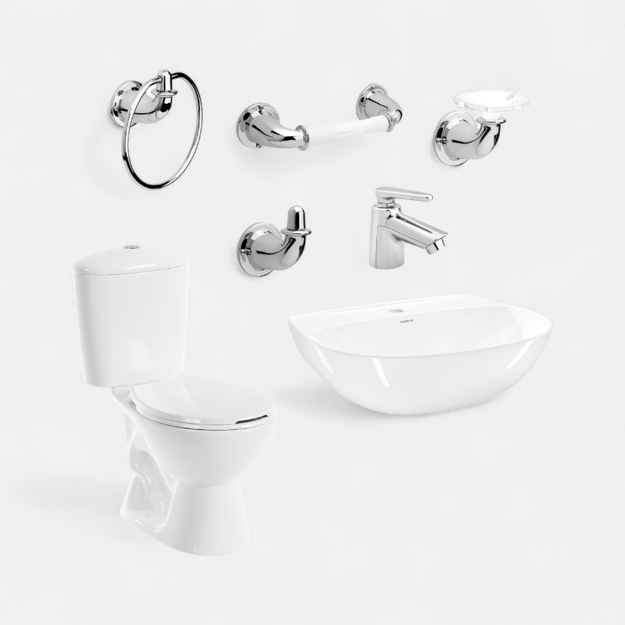 Combo Sanitario Manantial Blanco Pro, sin pedestal, ideal para baños modernos y elegantes.