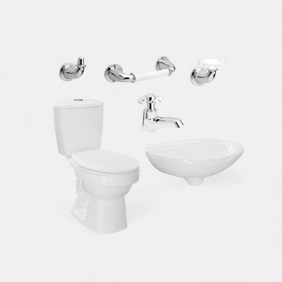 Combo Sanitario Laguna Blanco, ideal para baños modernos y elegantes.