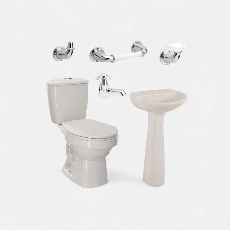 Combo Sanitario Laguna Bone, ideal para baños modernos y elegantes.