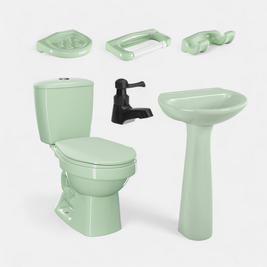 Combo Sanitario Laguna verde, ideal para baños modernos y elegantes.