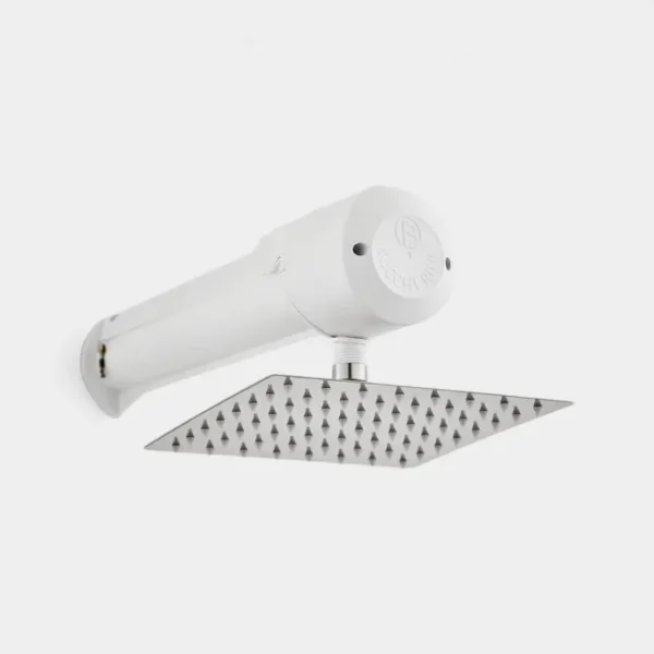 Ducha horizontal INNOVA HOGAR blanca con regadera cuadrada cromada - diseño moderno para baño minimalista