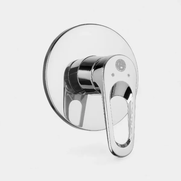 Monocontrol ducha cromado con indicadores de temperatura - grifo moderno circular para baño seguro y funcional