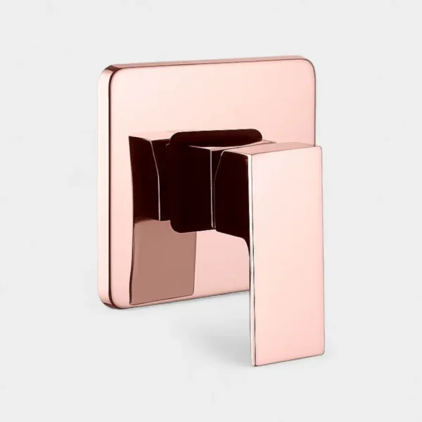 Grifo monocontrol ducha rectangular en rosa dorado - diseño moderno minimalista para baño contemporáneo