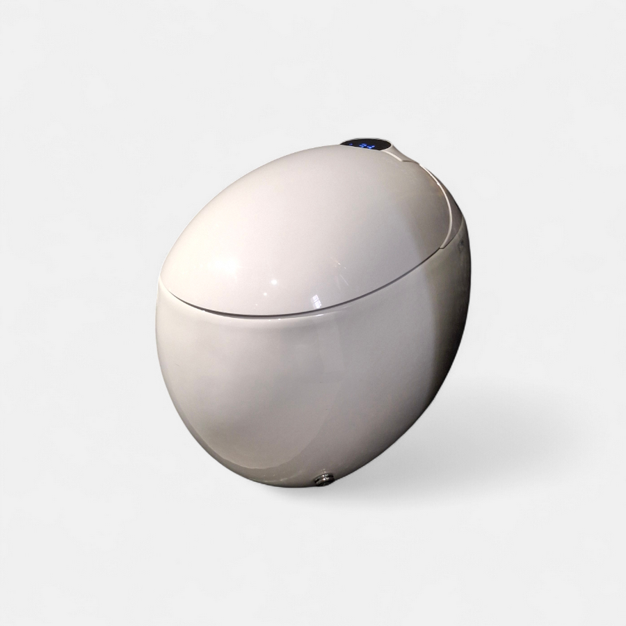 Sanitario One Piece automático Innova Hogar, diseño ergonómico y elegante, ideal para baños de lujo, vista cenital.