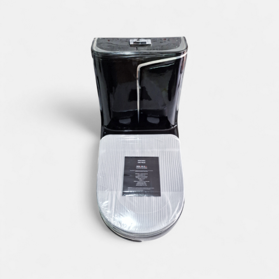 Sanitario One Piece Negro ref. 1 Innova Hogar, diseño elegante, ideal para baños de lujo.