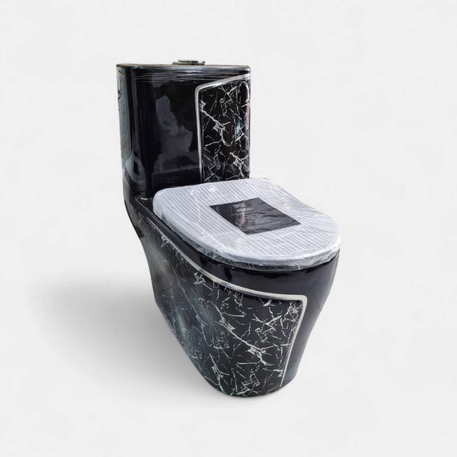 Sanitario One Piece Negro ref. 2 Innova Hogar, diseño elegante, ideal para baños de lujo.