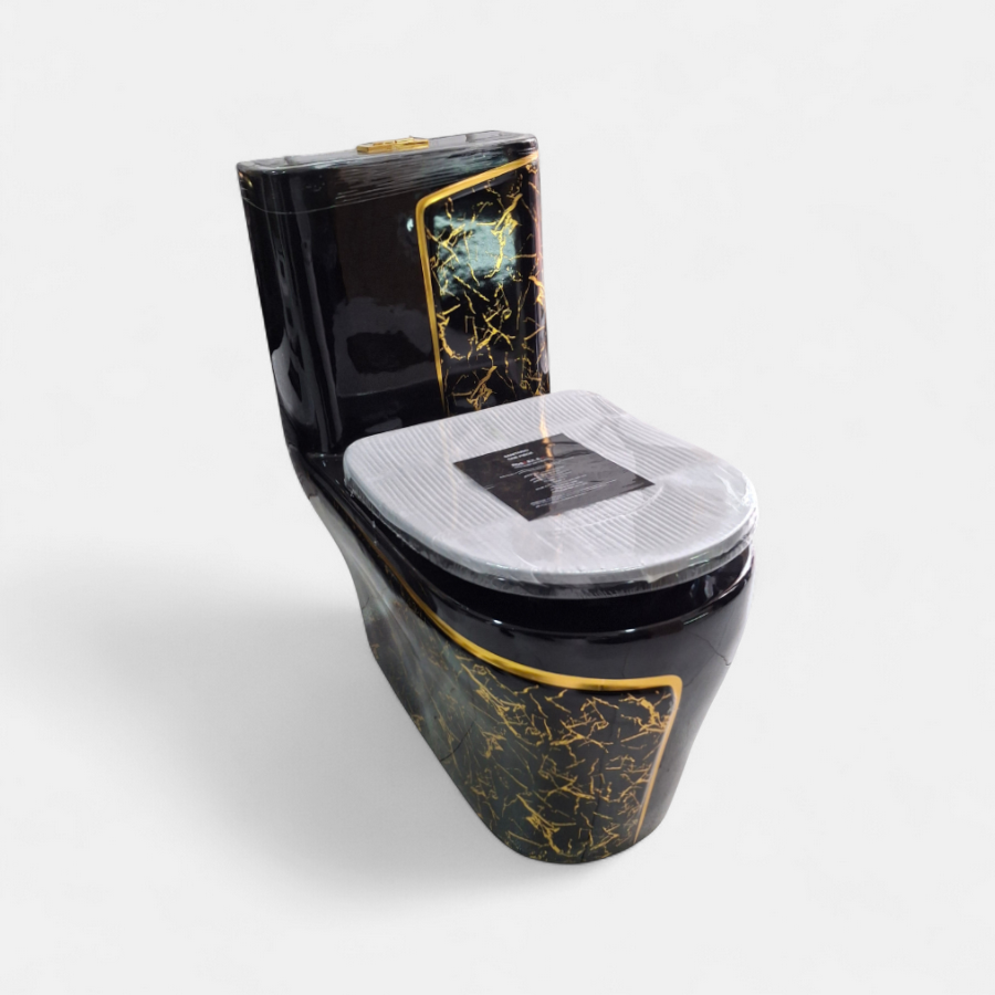 Sanitario One Piece Negro ref. 4 Innova Hogar, diseño elegante, ideal para baños de lujo.