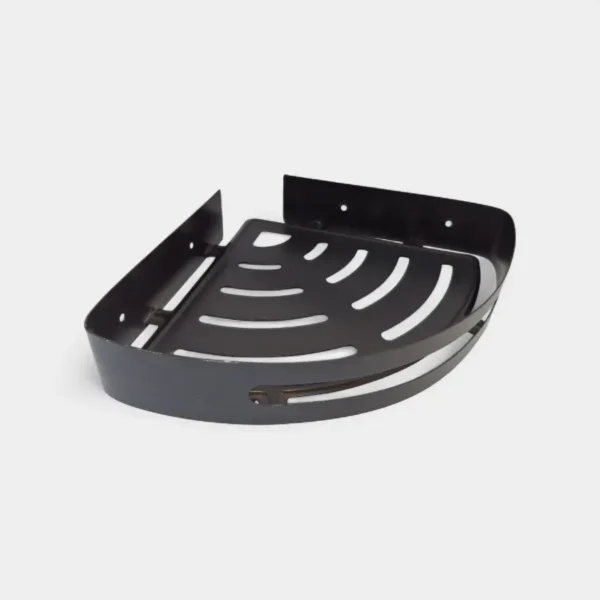 Canastilla organizadora esquinera negra mate – Ideal para baños modernos y aprovechamiento de espacios en INNOVA HOGAR