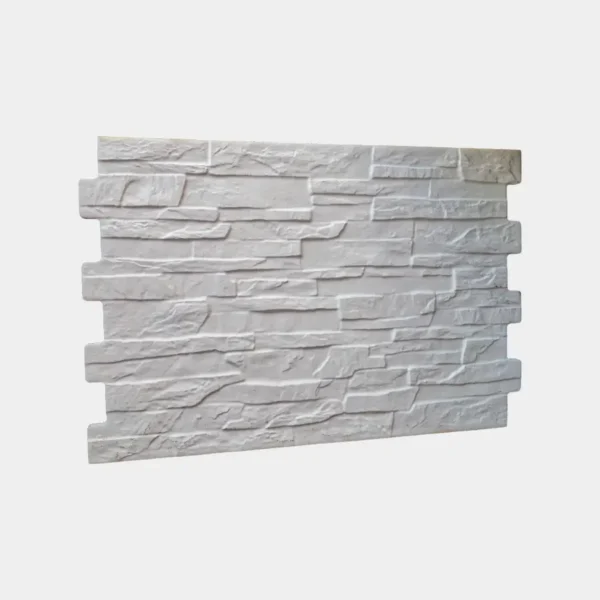 Panel 48 x 33 en blanco mate con textura piedra rústica para fachadas limpias y elegantes – Innova Hogar