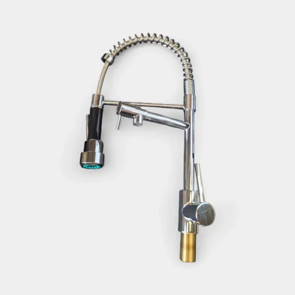 Llave lavaplatos cromada con rociador LED azul y manguera espiral – Innovación y funcionalidad para cocina en INNOVA HOGAR