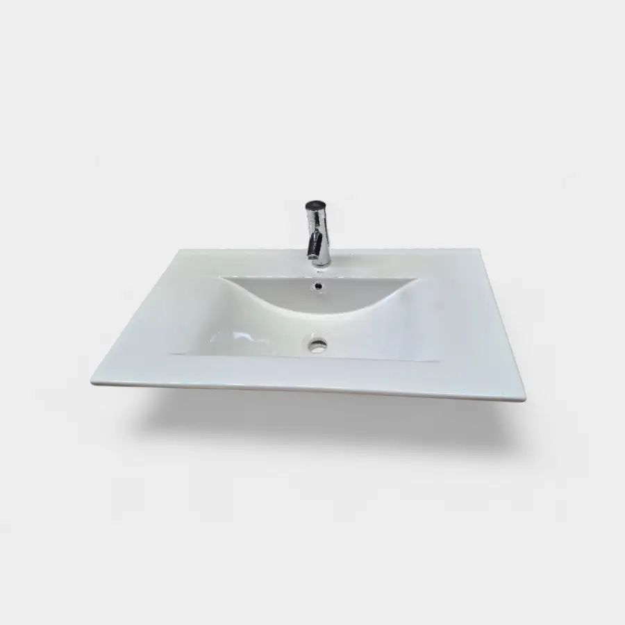 Placa lavamanos blanca rectangular con grifo cromado - Diseño moderno y funcional para baños en INNOVA HOGAR