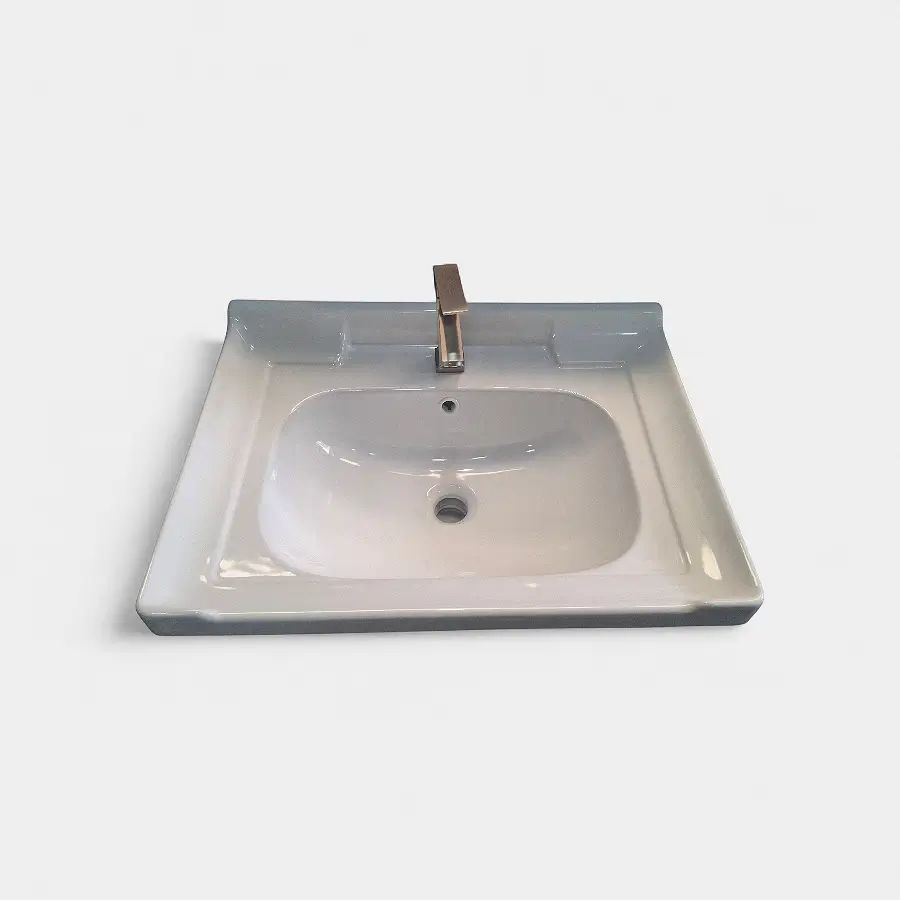 laca lavamanos gris claro con grifo dorado - Toque sofisticado y minimalista para baños de diseño en INNOVA HOGAR